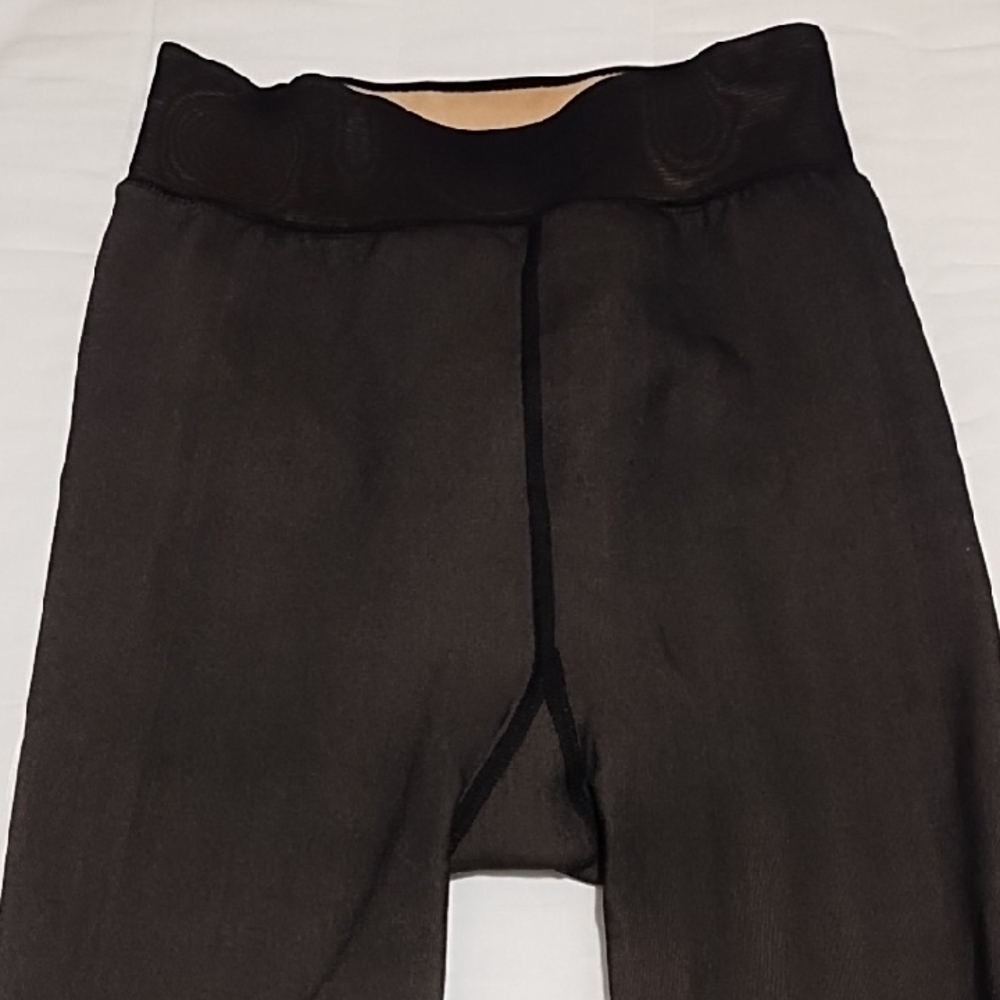 Women's Black Sheer Fleece-Lined Winter Tights - Picture 7 of 8